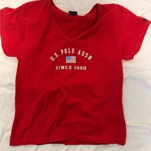 U.S. Polo Assn. V-Neck Red Kids Tee